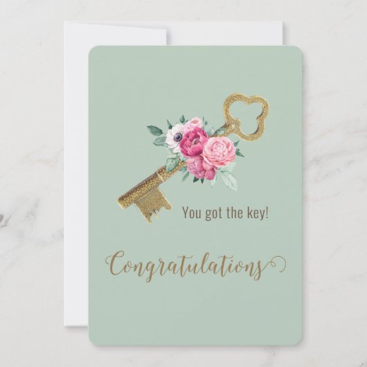 Whimsical Huis Sleutel Gefeliciteerd Nieuw Huis Ch Kaart (Voorkant)