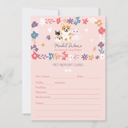 Whimsical huisdier oppas hond walker huisdier rapp kaart (Voorkant)