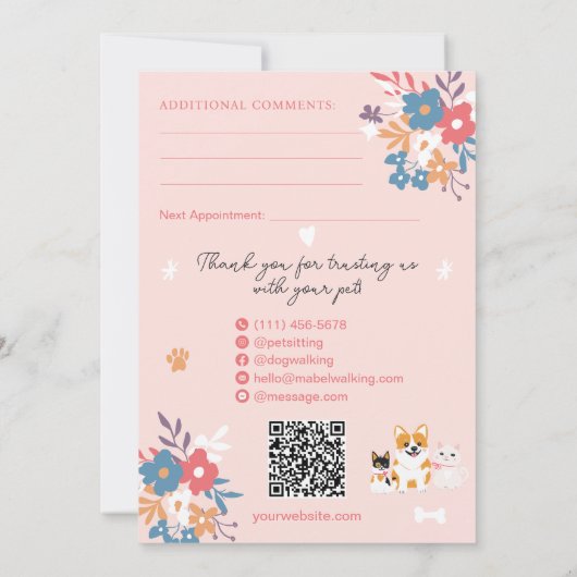 Whimsical huisdier oppas hond walker huisdier rapp kaart (Achterkant)