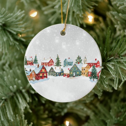 Whimsical huizen sneeuw kerstboom ornament (Boom)