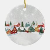 Whimsical huizen sneeuw kerstboom ornament (Voorkant)