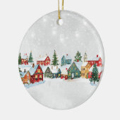 Whimsical huizen sneeuw kerstboom ornament (Links)