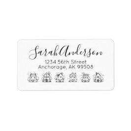 Whimsical Huizen Vastgoed Retouradres Etiket