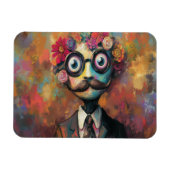 Whimsical Humanoid met grote ogen en bloemenhaar Magneet (Horizontaal)