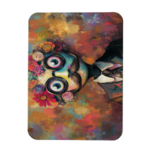 Whimsical Humanoid met grote ogen en bloemenhaar