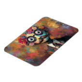 Whimsical Humanoid met grote ogen en bloemenhaar Magneet (Linkerzijde)