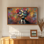 Whimsical Humanoid met grote ogen en bloemenhaar Poster