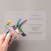 Whimsical Hummingbird Floral Baby Shower Acryl Uitnodigingen (Insitu (Draagbaar))
