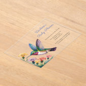 Whimsical Hummingbird Floral Baby Shower Acryl Uitnodigingen (Laagn)