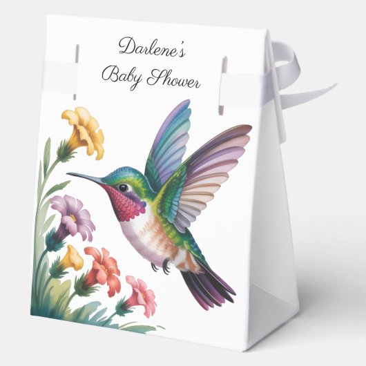 Whimsical Hummingbird Floral Baby Shower Bedankdoosjes (Achterkant)