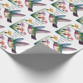 Whimsical Hummingbird Floral Baby Shower Cadeaupapier (Hoek)