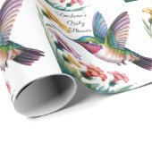 Whimsical Hummingbird Floral Baby Shower Cadeaupapier (Rol Hoek)