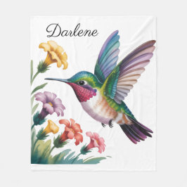 Whimsical Hummingbird Floral Baby Shower Fleece Deken