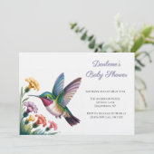 Whimsical Hummingbird Floral Baby Shower Kaart (Staand voorkant)
