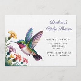 Whimsical Hummingbird Floral Baby Shower Kaart
