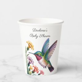Whimsical Hummingbird Floral Baby Shower Papieren Bekers