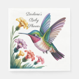 Whimsical Hummingbird Floral Baby Shower Servet