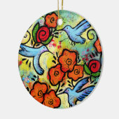 Whimsical Hummingbird Garden Kleurrijke vogel Keramisch Ornament (Links)