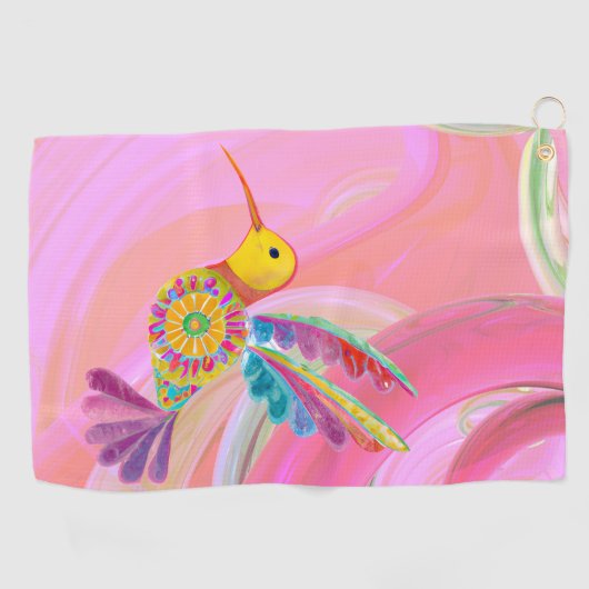 Whimsical Hummingbird Golfhanddoek (Horizontaal)