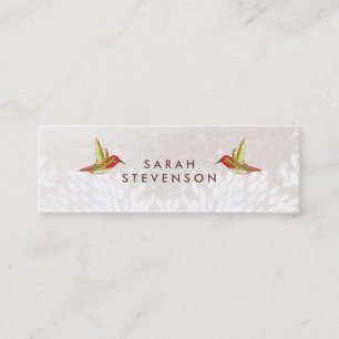 Whimsical Hummingbird in White Leaves Creative Mini Visitekaartje