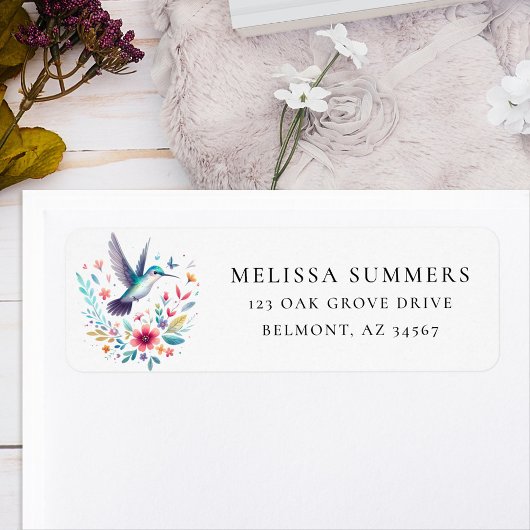 Whimsical Hummingbird Retouradreslabel Etiket