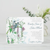 Whimsical Hummingbird Wedding Invitation #2 Kaart (Staand voorkant)