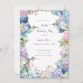 Whimsical Hummingbirds with Hydrangeas Birthday Kaart (Voorkant)