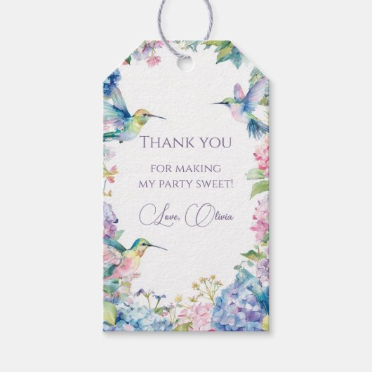 Whimsical Hummingbirds with Hydrangeas Cadeaulabel (Voorkant)