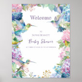 Whimsical Hummingbirds with Hydrangeas Welcome Poster (Voorkant)