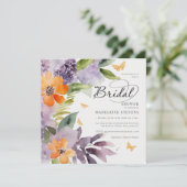 Whimsical Hydrangea Lavendel Oranje Vrijgezellenfe Kaart (Staand voorkant)