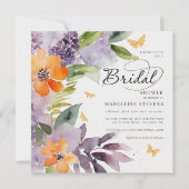 Whimsical Hydrangea Lavendel Oranje Vrijgezellenfe Kaart (Voorkant)