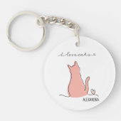 Whimsical I Love Cats Silhouette Custom Name Sleutelhanger (Voorkant)