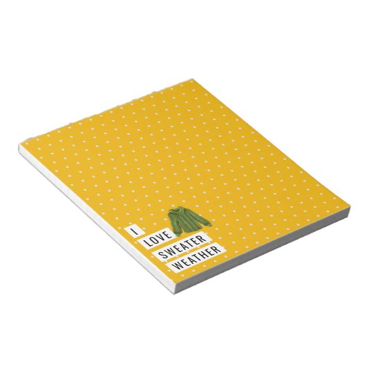 Whimsical I Love Sweater Weather Polka Dots Gold Notitieblok (Schuin)