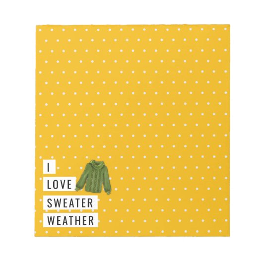 Whimsical I Love Sweater Weather Polka Dots Gold Notitieblok (Voorkant)