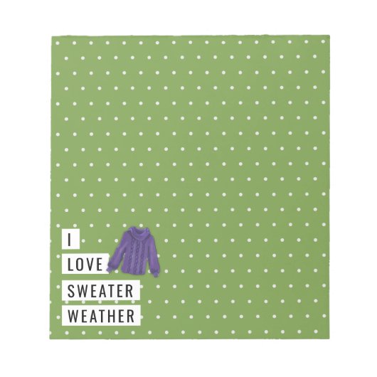 Whimsical I Love Sweater Weather Polka Dots Green Notitieblok (Voorkant)