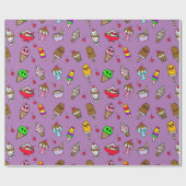 Whimsical Ice Cream and Cherries Birthday Cadeaupapier (Vlak)