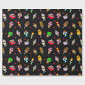 Whimsical Ice Cream and Cherries Birthday Cadeaupapier (Vlak)