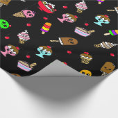 Whimsical Ice Cream and Cherries Birthday Cadeaupapier (Hoek)