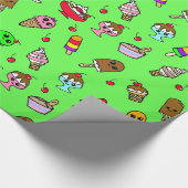 Whimsical Ice Cream and Cherries Birthday Cadeaupapier (Hoek)