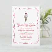 Whimsical Ice Cream Cone Wedding Save The Date (Staand voorkant)