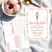 Whimsical Ice Cream Cone Wedding Save the Date Aankondigingskaart