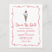 Whimsical Ice Cream Cone Wedding Save the Date Aankondigingskaart (Voorkant)