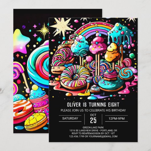 Whimsical Ice Cream verjaardag Kaart (Voorkant / Achterkant)