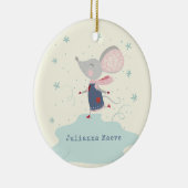 Whimsical Ice Skater Mouse Holiday Name Custom Keramisch Ornament (Rechts)