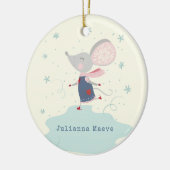Whimsical Ice Skater Mouse Holiday Name Custom Keramisch Ornament (Links)