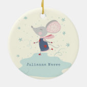 Whimsical Ice Skater Mouse Holiday Name Custom Keramisch Ornament (Achterkant)