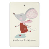 Whimsical Ice Skater Mouse Holiday Name Custom Mini Klembord (Achterkant)