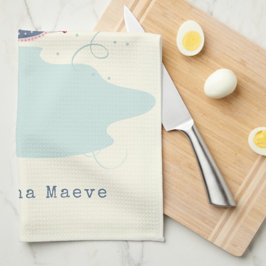 Whimsical Ice Skater Mouse Holiday Name Custom Theedoek (Quarter Fold)