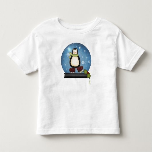 Whimsical Ice Skating Penguin Snowglobe Kinder Shirts (Voorkant)