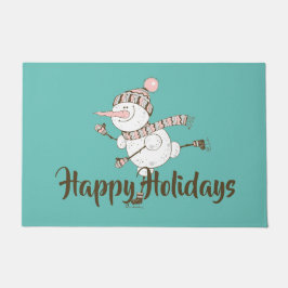 Whimsical Ice Skating Snowman  Deurmat